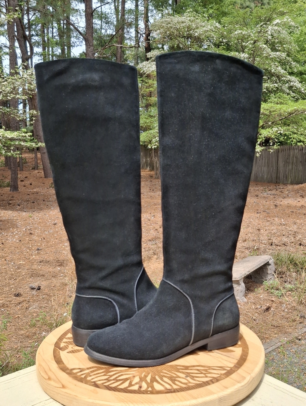 UGG Daley Black Suede Knee High Interior Zip Tall Riding Style Boots Size 8